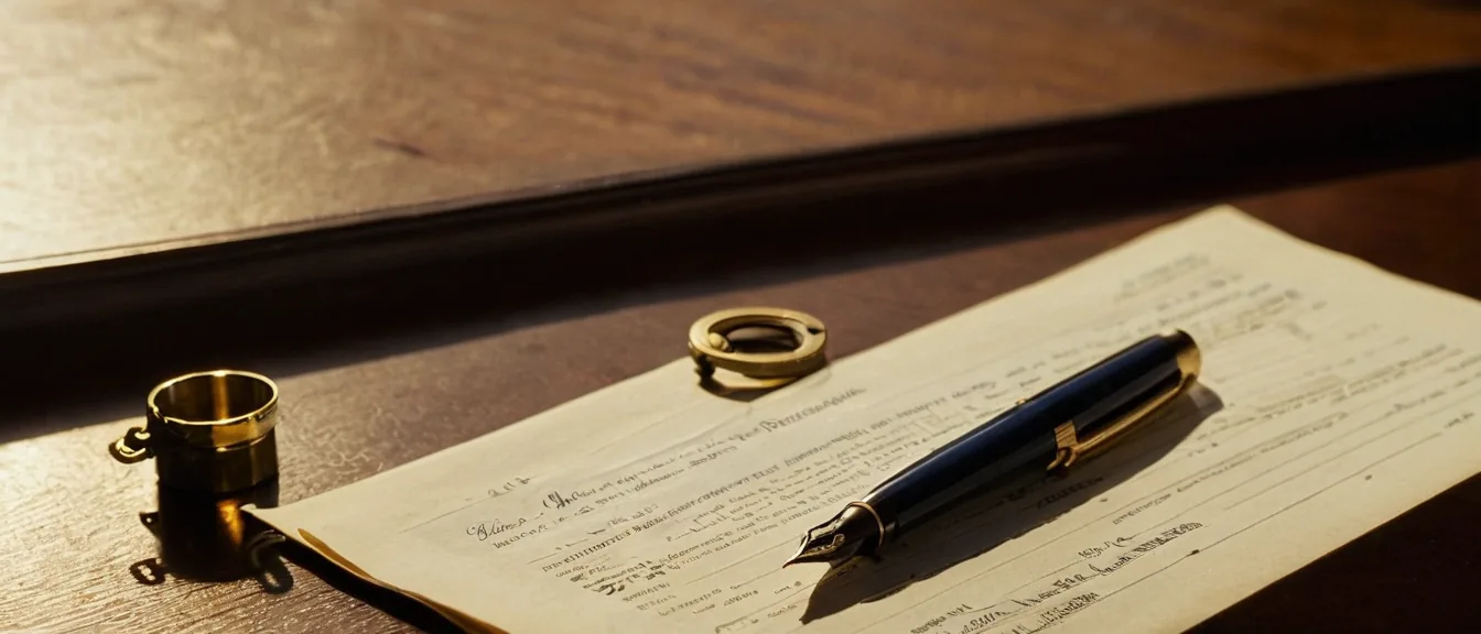 Pen resting on a property document before signing a Michigan warranty deed