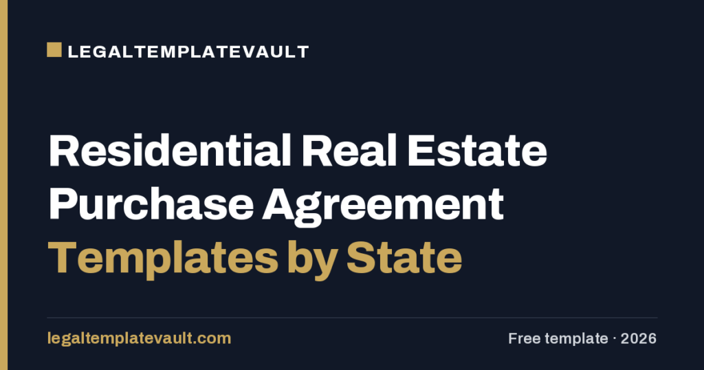 Residential Real Estate Purchase Agreement Templates by State