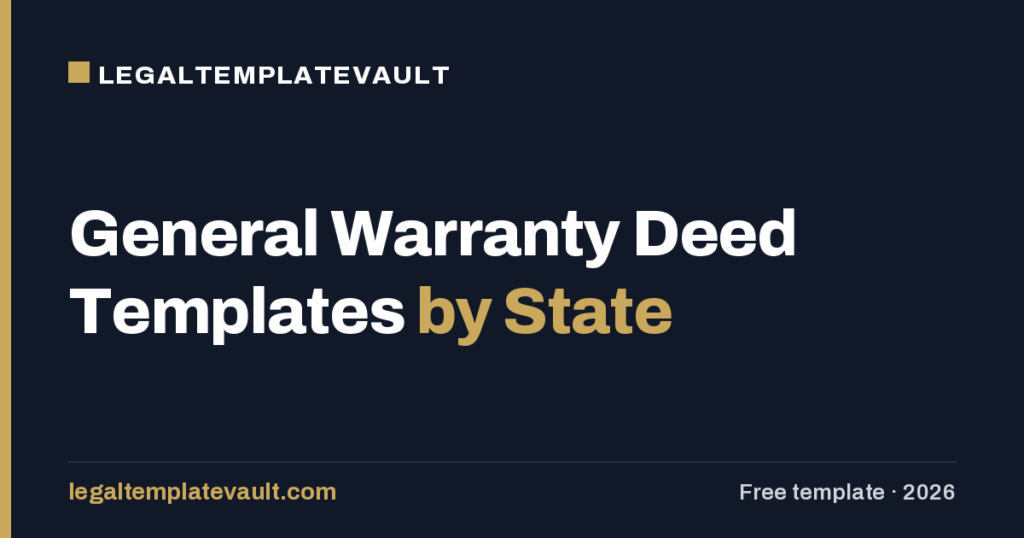 General Warranty Deed Templates by State