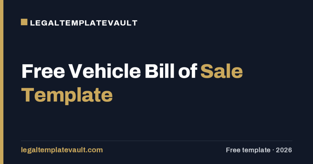 Free Vehicle Bill of Sale Template