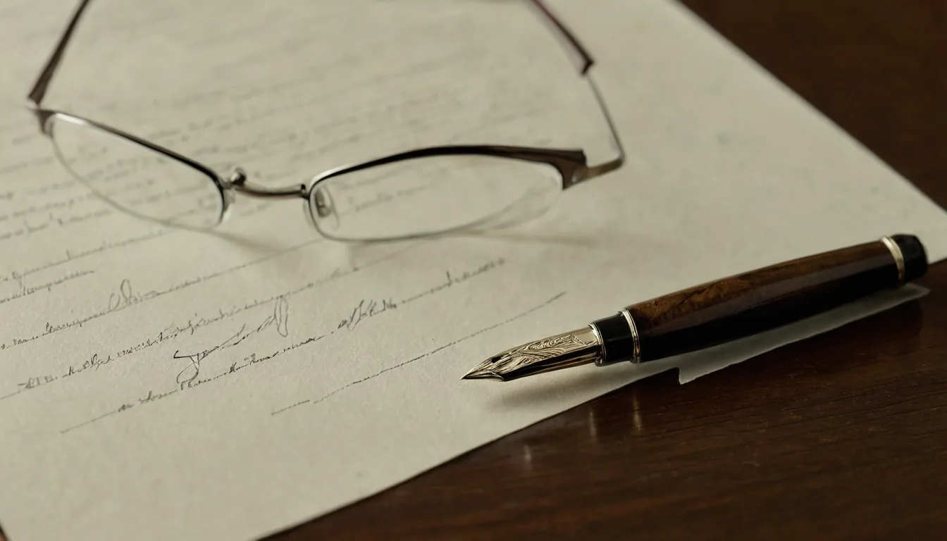 A signed power of attorney document with a pen and reading glasses on a desk
