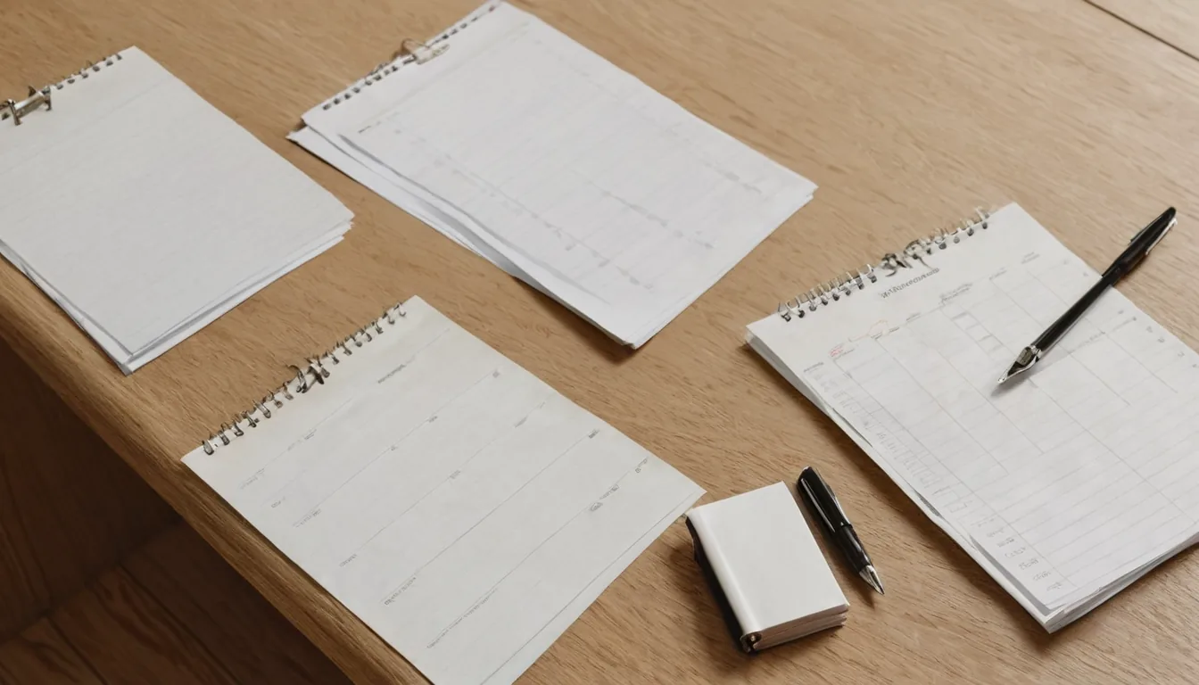 Blank forms, a notepad and a pen on a desk, ready for a private vehicle sale in Georgia